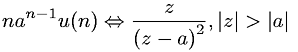 Z-transform involving the unit step function and an exponential