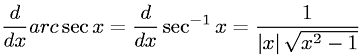 Derivative of Inverse Secant (Arcsecant)