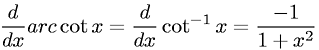 Derivative of Inverse Cotangent (Arccotangent)