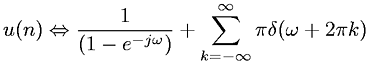 Discrete-Time Fourier transform of unit step function