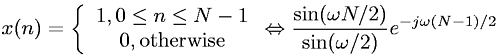 Discrete-Time Fourier transform of a boxcar sequence