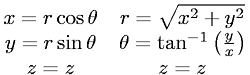 Cartesian to Cylindrical Coordinates (3-D)
