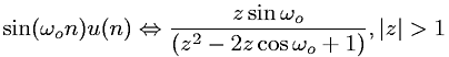 Z-transform involving the unit step function and sine